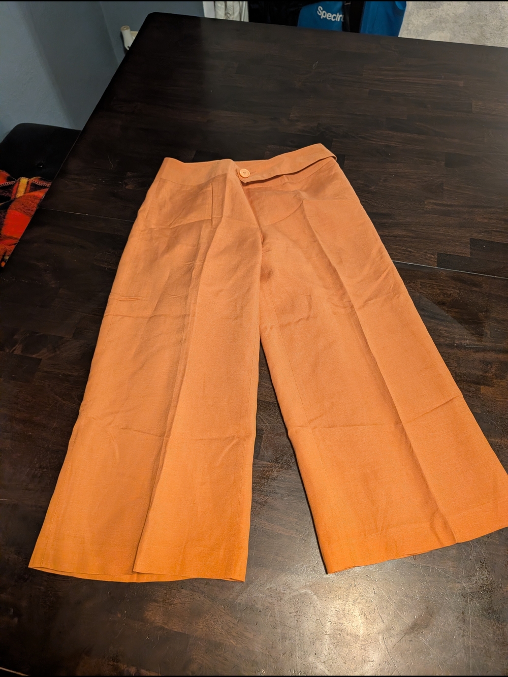 David N Wide-Leg Cropped High-Rise Linen Blend Pants, Orange, Women's 0